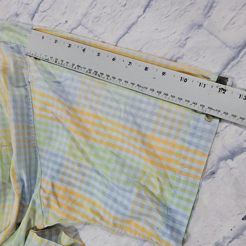 Phat Farm Button Down Shirt MENS XL Yellow Blue Plaid Vintage Y2K Streetwear - Picture 7 of 16
